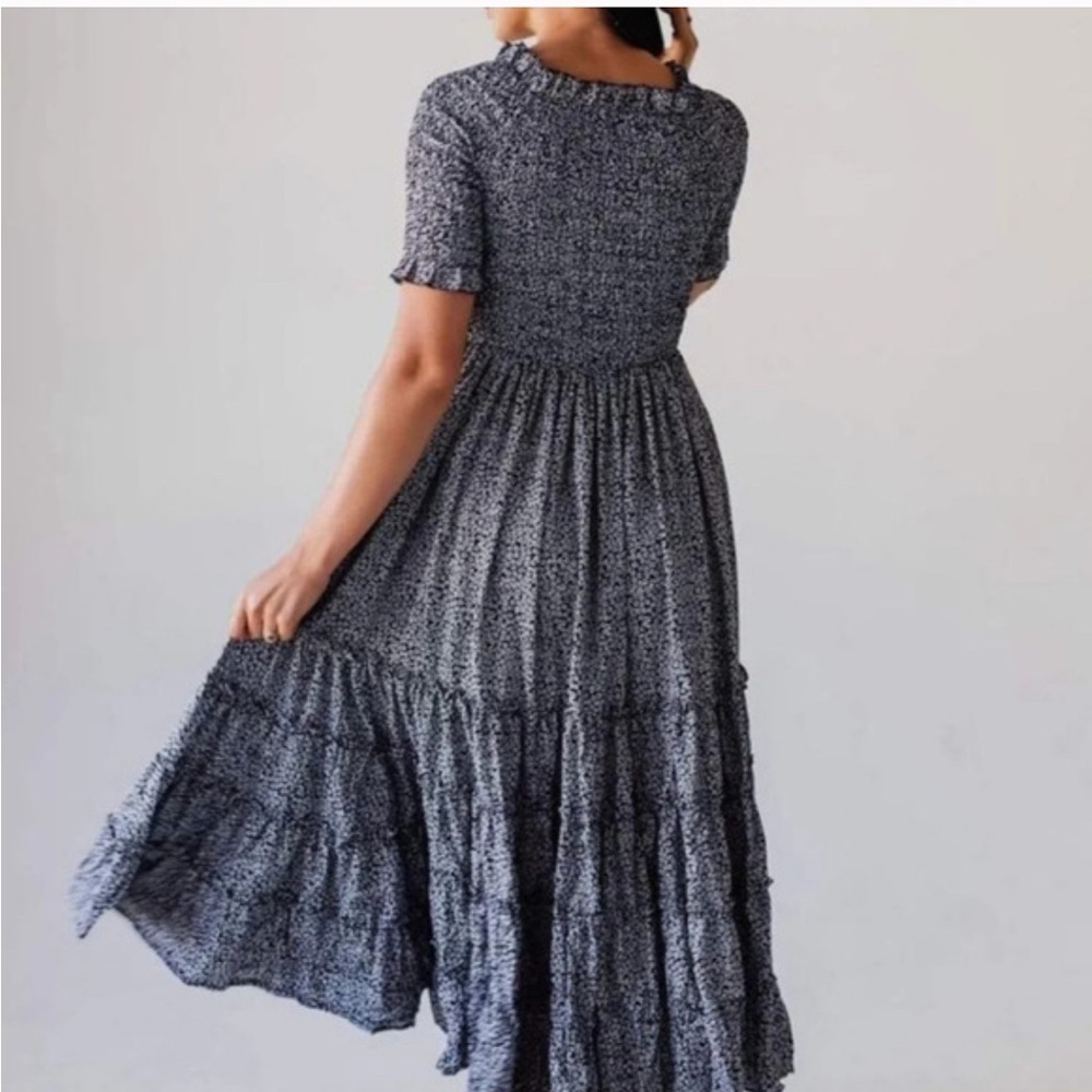 Women's Blue Floral Tiered Maxi Dress - Picture 3 of 9
